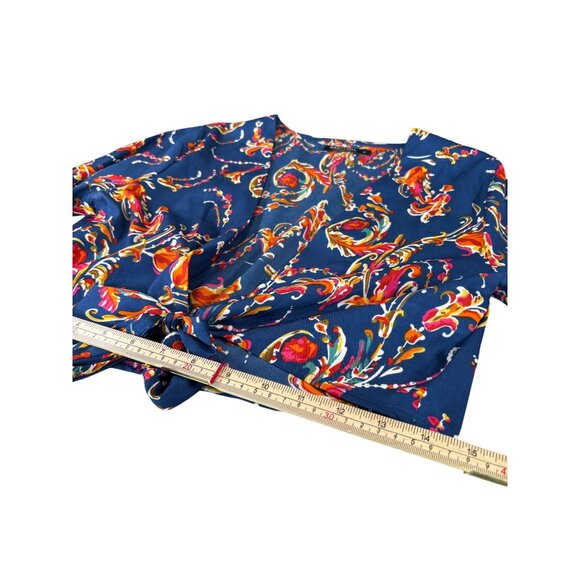 Nasty Gal Multicolor Paisley Print Tie-Front Long Sleeve Blouse Size M - Picture 7 of 8